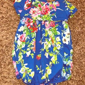 Baby girl, Royal blue floral Polo romper!